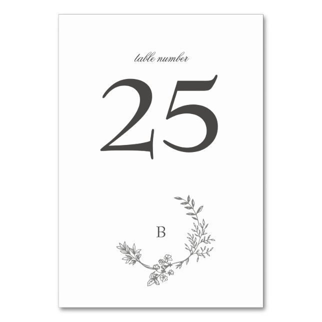 Numéro De Table Wreath traditionnel Floral Wreath Monogramme minim (Par défaut)