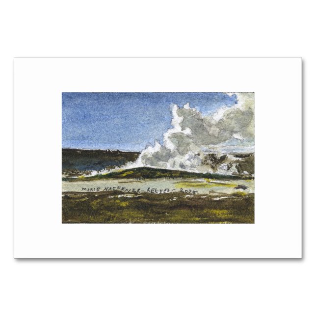 Numéro De Table Yellowstone 3 Miniature Aquarelle Image par MHHR (Devant)