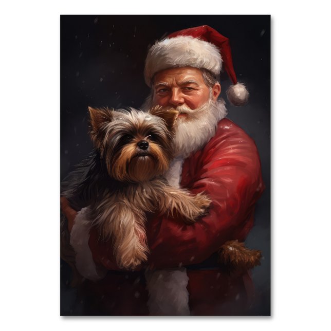 Numéro De Table Yorkshire Terrier Santa Claus Festive Noël (Par défaut)