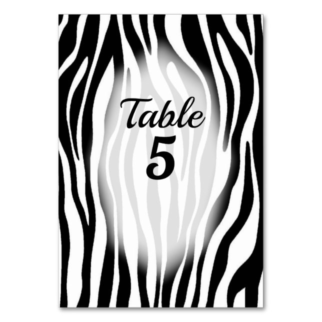 Numéro De Table Zebra Theme Table Numbers (Par défaut)