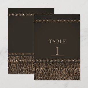 Numéro de table Zèbre Étincelle Brun Or Glam Chic