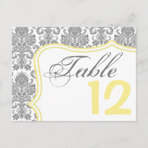 Numéro de tableau Carte Gris Jaune Damas Dentelle 