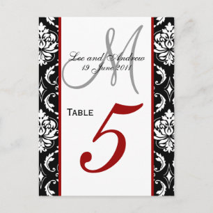 Numéro de tableau Cartes Damask rouge