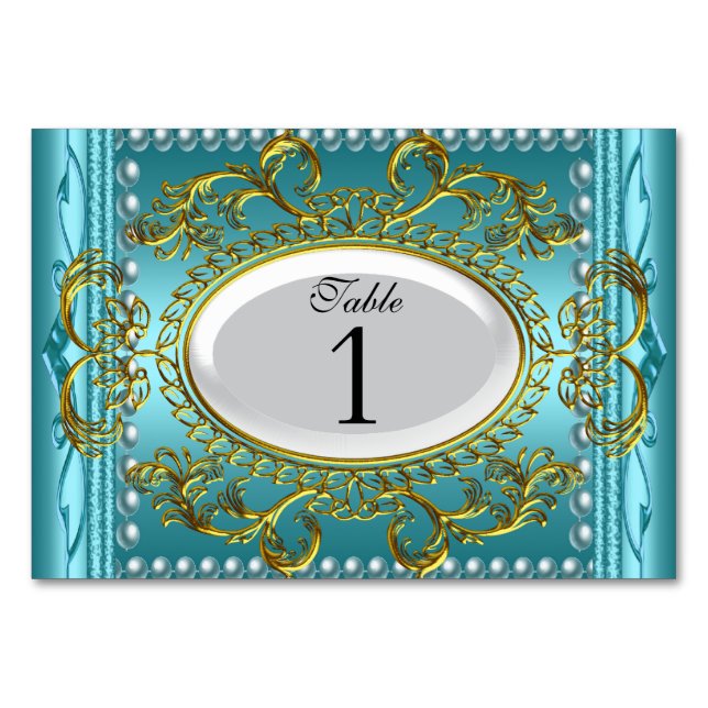 Numéro de tableau Cartes Royal Turquoise Bleu Blan (Devant)