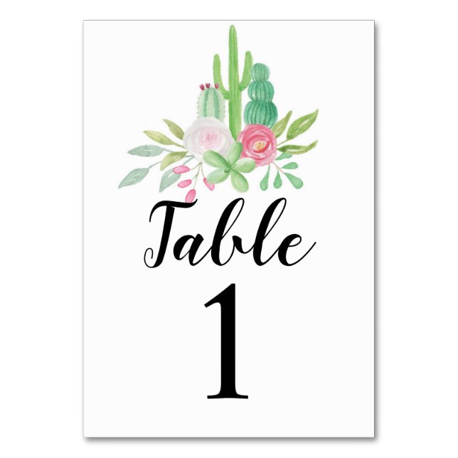 Numéro de tableau Mariage Cactus Cartes de récepti (Dos)