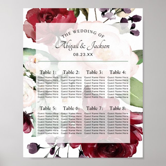 Numéro du tableau de réception de mariage Signe du (Devant)