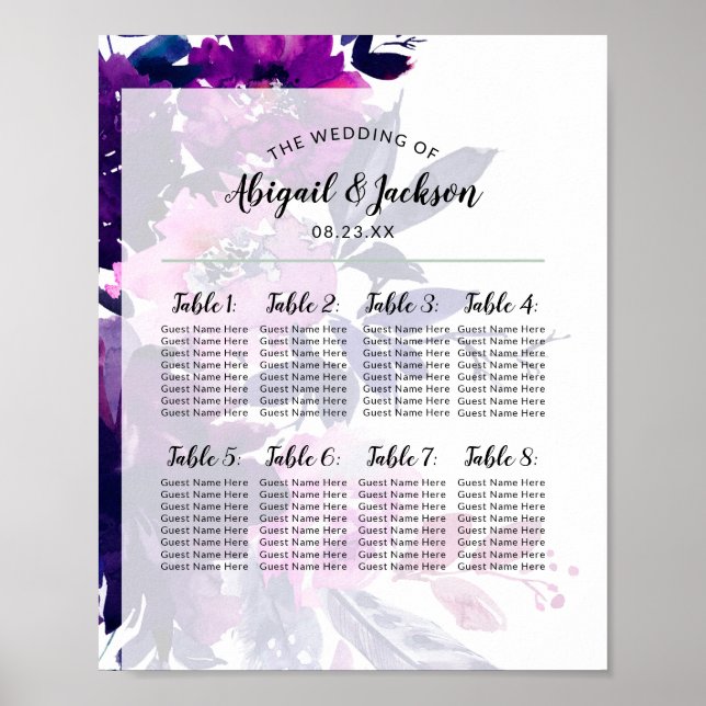Numéro du tableau de réception de mariage Signe du (Devant)