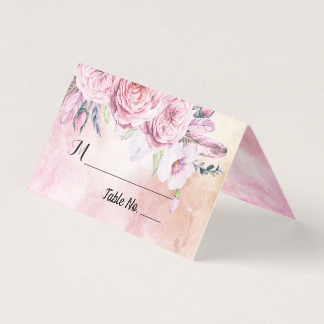 Numéro du tableau mariage Escort Boho Floral & Fea (Front)