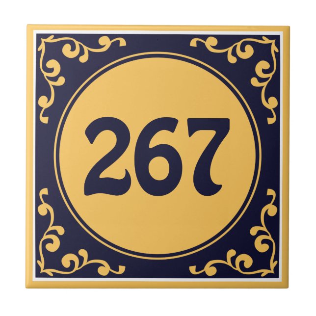 Numéro personnalisé bleu foncé Azulejos Carreaux e (Devant)