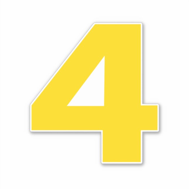 Numéro quatre Sticker or et blanc (Devant)