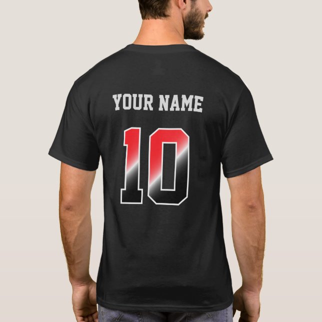 Numéro rouge personnalisé 10 T-shirt personnalisé (Dos)
