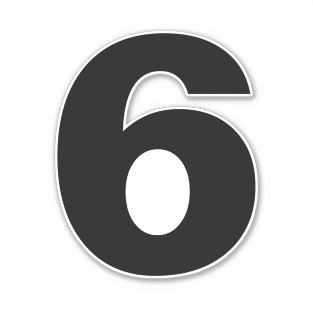 Numéro Six Noir et Blanc. Sticker numéro 6 (Devant)