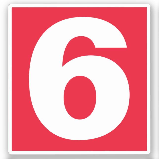 Numéro six Sticker rouge et blanc (Recto)