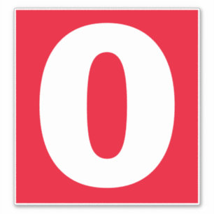 Numéro Sticker rouge et blanc zéro