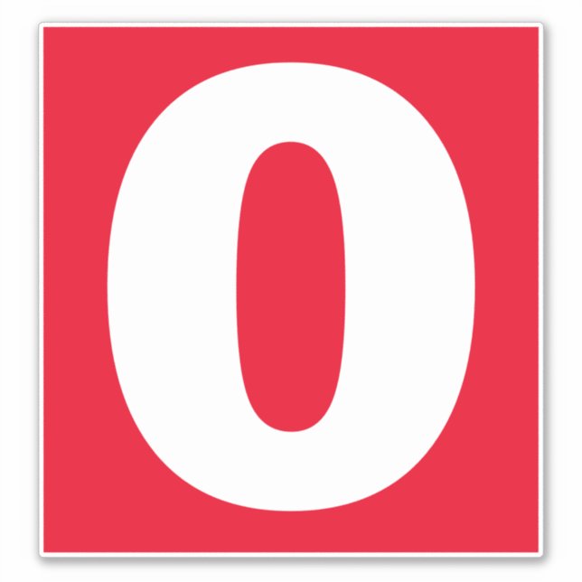 Numéro Sticker rouge et blanc zéro (Devant)