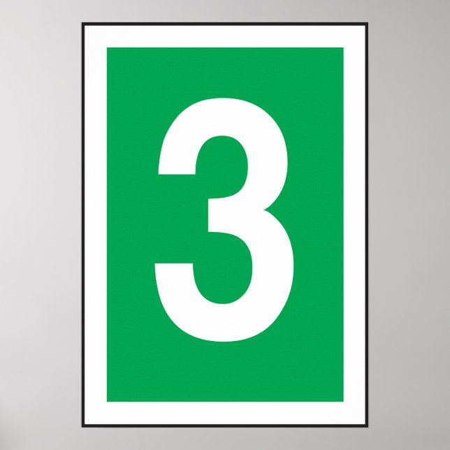Numéro Trois Poster Blanc Et Vert (Devant)