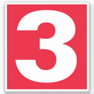 Numéro trois Sticker rouge et blanc