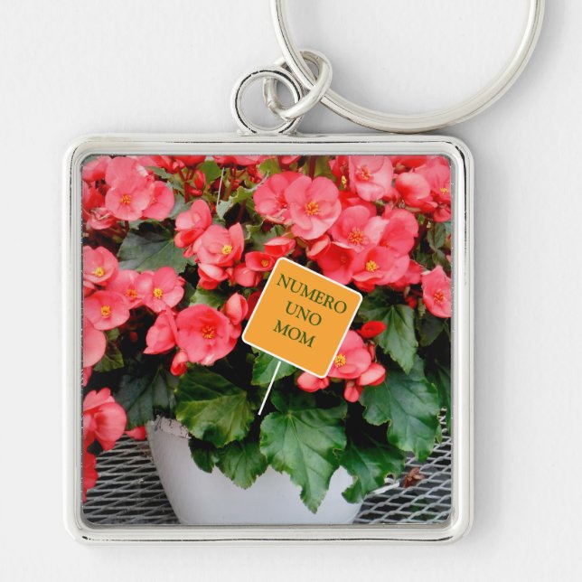 "NUMERO UNO MOM" /MOTHER'S DAY FLORAL KEY RING (Front)