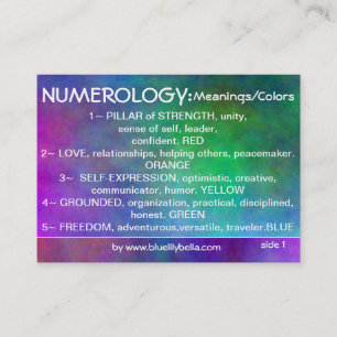 Numerology Meanings Chart Business Card