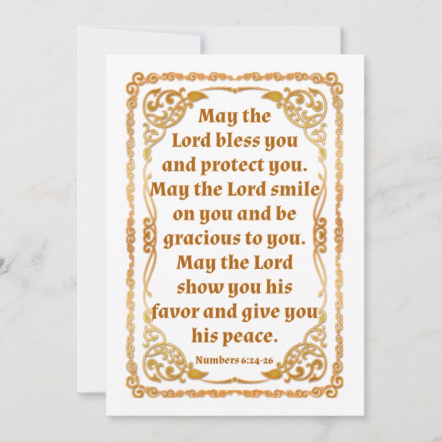 Numéros 6:24-26 Carte de remerciements plat (Devant)