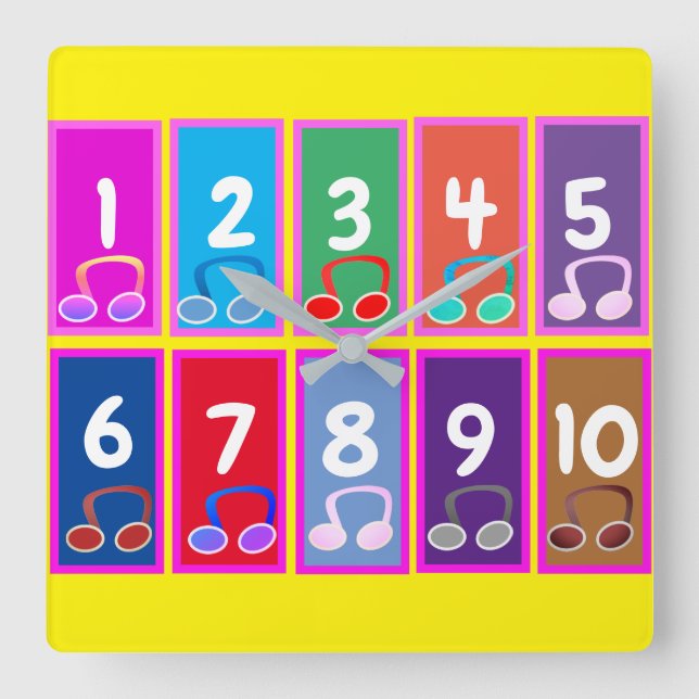 Numéros de mathématiques précoces 1 à 10 horloge m (Recto)