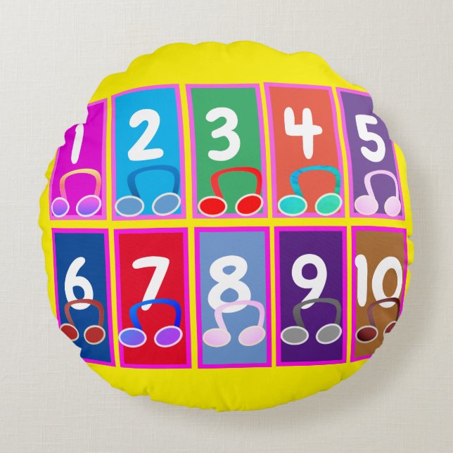 Numéros de maths précoces 1 à 10 coussins ronds (Devant)