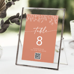 Numéros de table à code QR Fleur sauvage Terracott