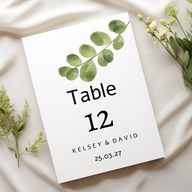 Numéros de table à feuilles de eucalyptus vert dor (Simple green gold eucalyptus leaves Table Numbers )