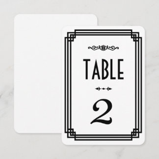Numéros de table Art Déco blanc et noir simples