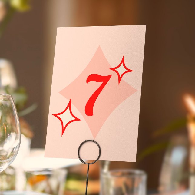 Numéros de table de diner rétro (Retro Diner Themed Wedding Table Number)