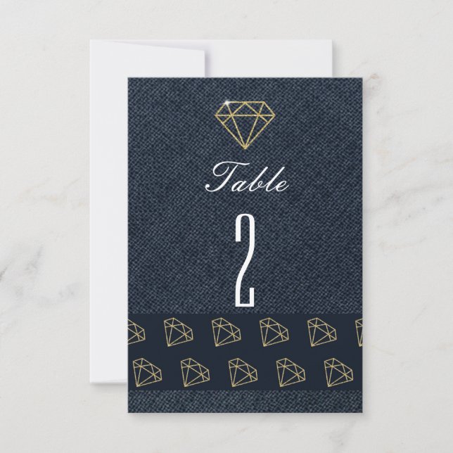 Numéros de table de fête or et bleu Denim & Diamon (Devant)