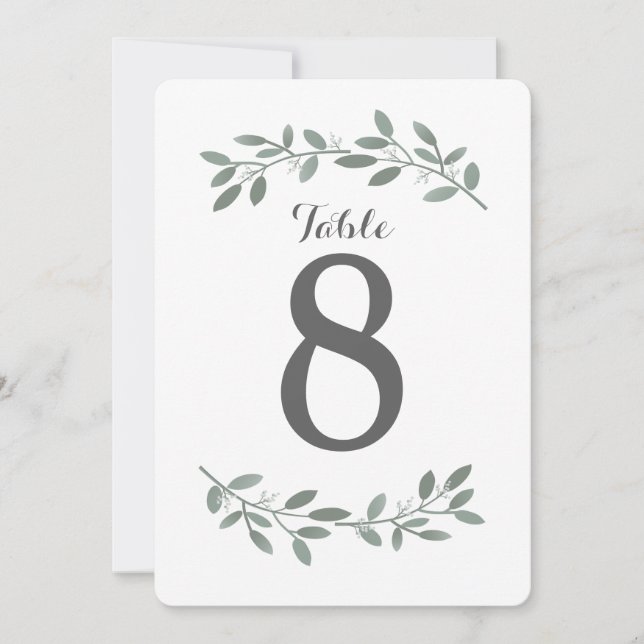 Numéros de table de la suite de mariage Eucalyptus (Devant)