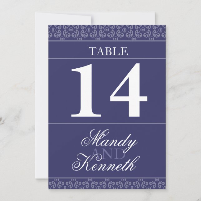 Numéros de table de mariage à bandes bleu marine (Devant)