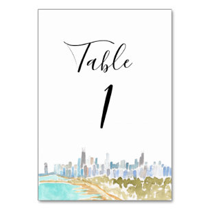 Numéros de table de mariage à l'aquarelle de Chica