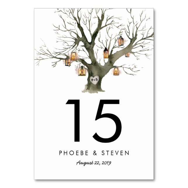 Numéros de table de mariage Arbre Chêne Rustique | (Par défaut)