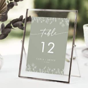 Numéros de table de mariage aux fleurs sauvages ve
