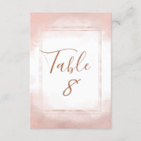 Numéros de table de mariage avec cadre en rose et