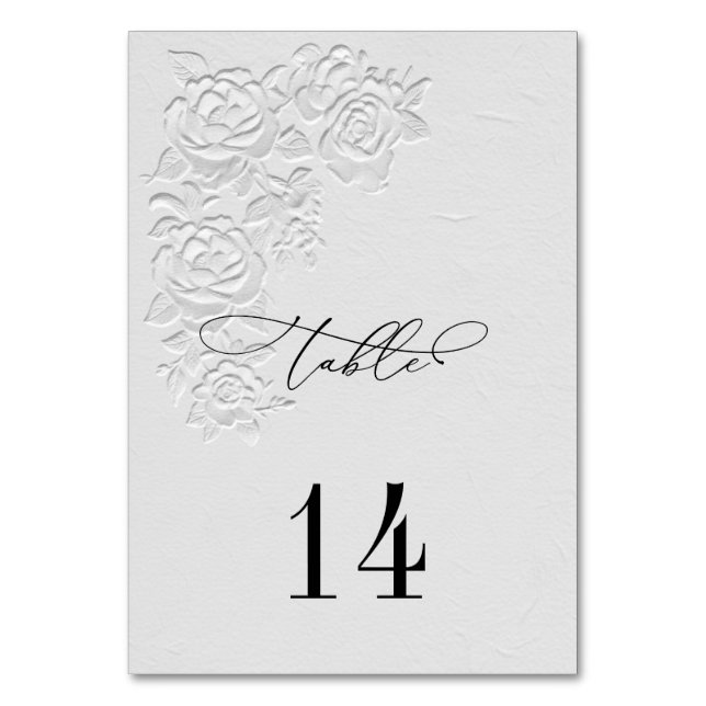 Numéros de table de mariage avec roses blanches en (Dos)