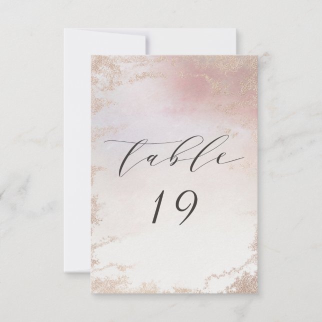 Numéros de table de Mariage bleu rose ombre (Devant)