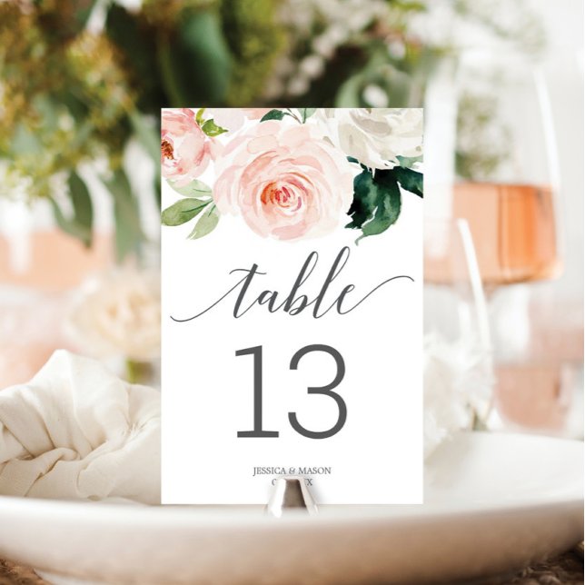 Numéros de table de mariage Blushing Blooms recto- (Créateur téléchargé)