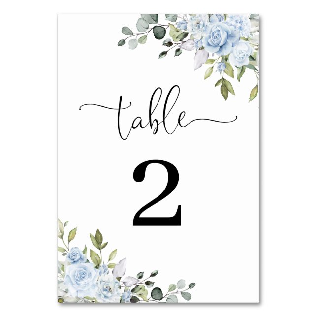 Numéros de table de mariage botaniques bleu doux (Par défaut)