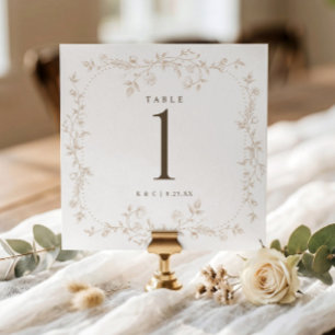 Numéros de table de mariage en toile florale franç