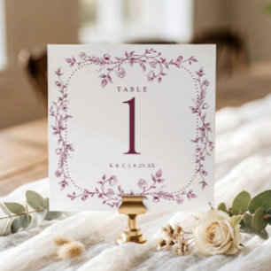 Numéros de table de mariage en toile florale franç