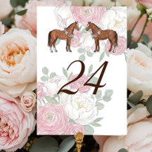 Numéros de table de mariage équestre cheval