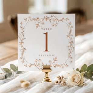 Numéros de table de mariage floraux orange vintage