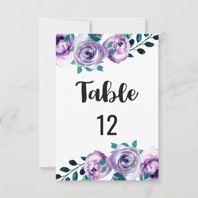 Numéros de table de mariage Mint & Purple Tableau  (Devant)