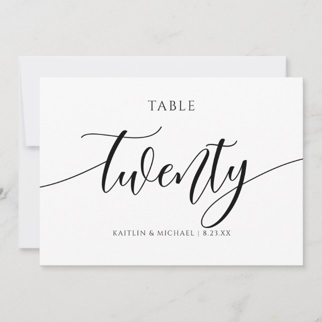 Numéros de table de mariage moderne - Calligraphie (Devant)