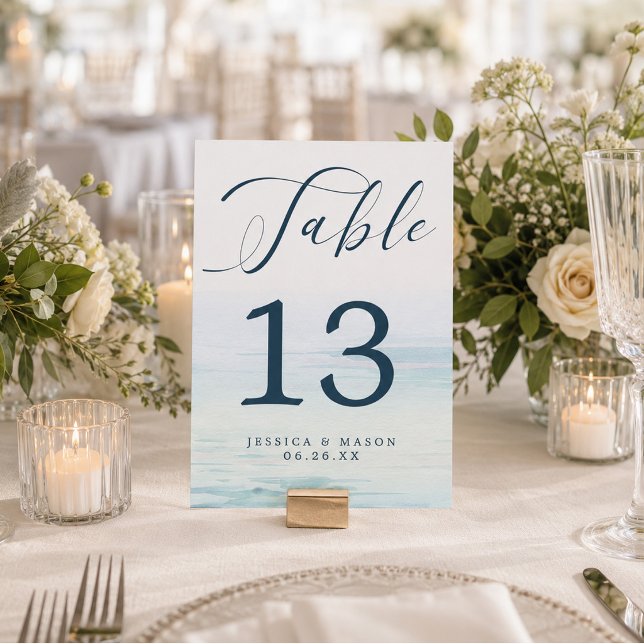Numéros de table de mariage plage océan 5x7 (Créateur téléchargé)