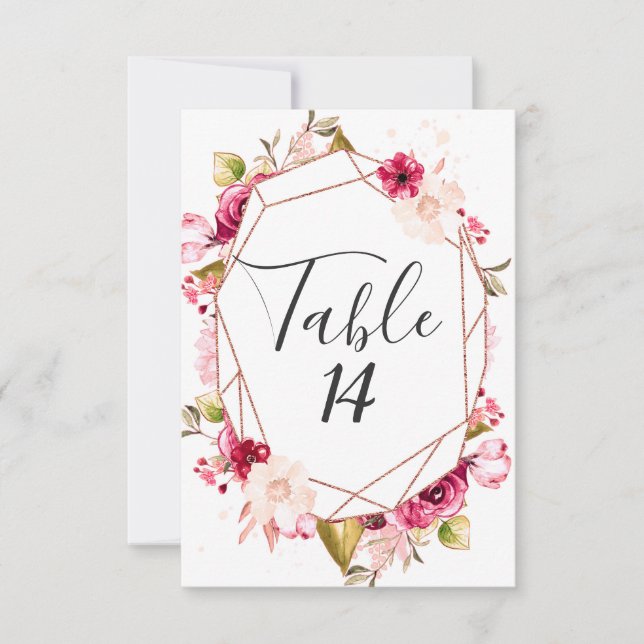 Numéros de table de mariage Rose Gold Bourgogne &  (Devant)
