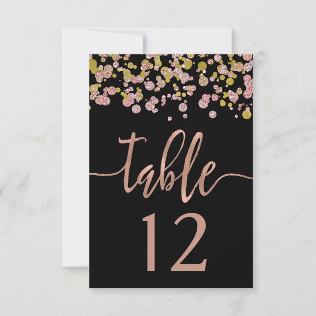 Numéros de table de mariage Rose Gold Confetti Spa (Devant)